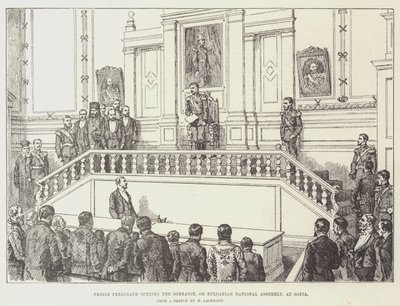 Prince Ferdinand Opening the Sobranje, or Bulgarian National Assembly, at Sofia by Johann Nepomuk Schonberg